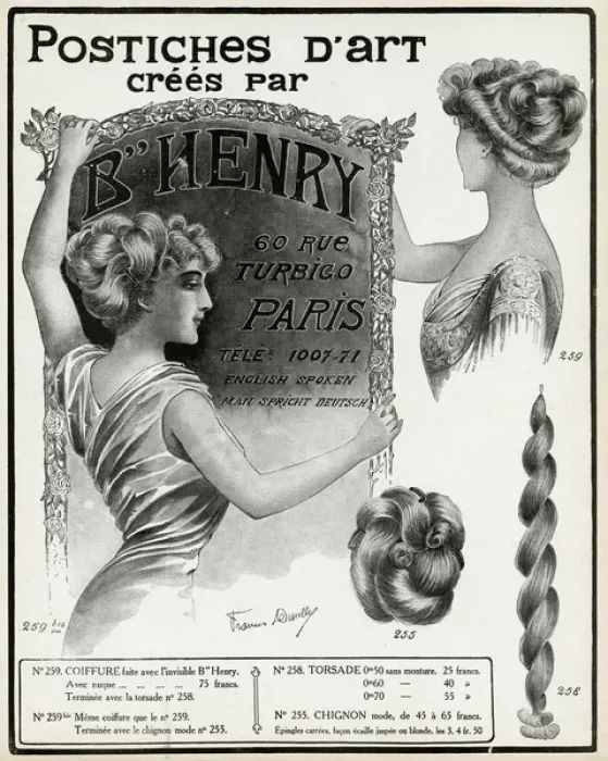 Framed Print : Advert for B Henry hairpieces 1910 Framed Print : Advert for B Henry hairpieces 1910