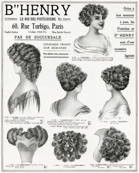 Framed Print : Advert for B Henry hairpieces 1910 Framed Print : Advert for B Henry hairpieces 1910
