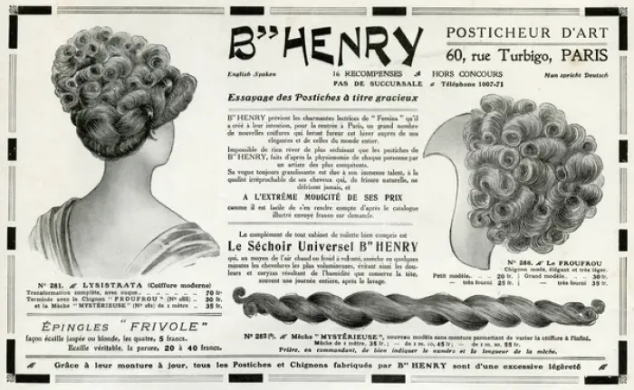 Framed Print : Advert for B Henry hairpieces 1910 Framed Print : Advert for B Henry hairpieces 1910