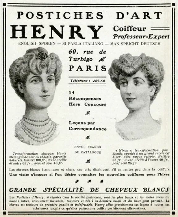 Framed Print : Advert for B Henry hairstyles 1906 Framed Print : Advert for B Henry hairstyles 1906