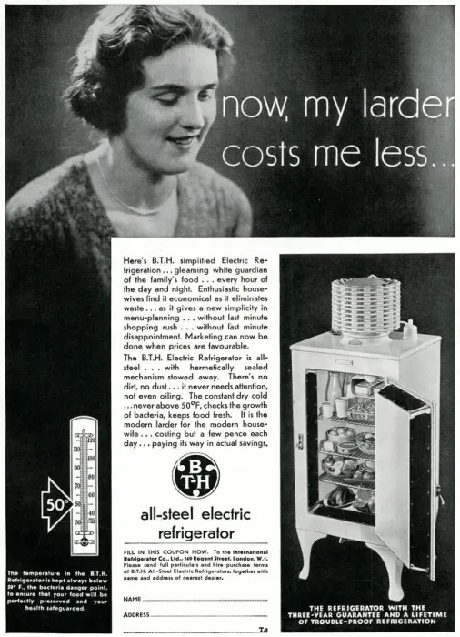 Framed Print : Advert for B. T. H. electric refrigerator 1931 Framed Print : Advert for B. T. H. electric refrigerator 1931