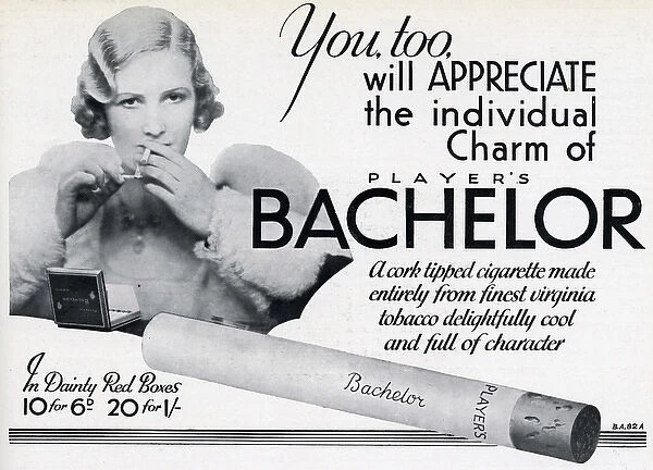 Advert for Bachelor cigarettes 1932