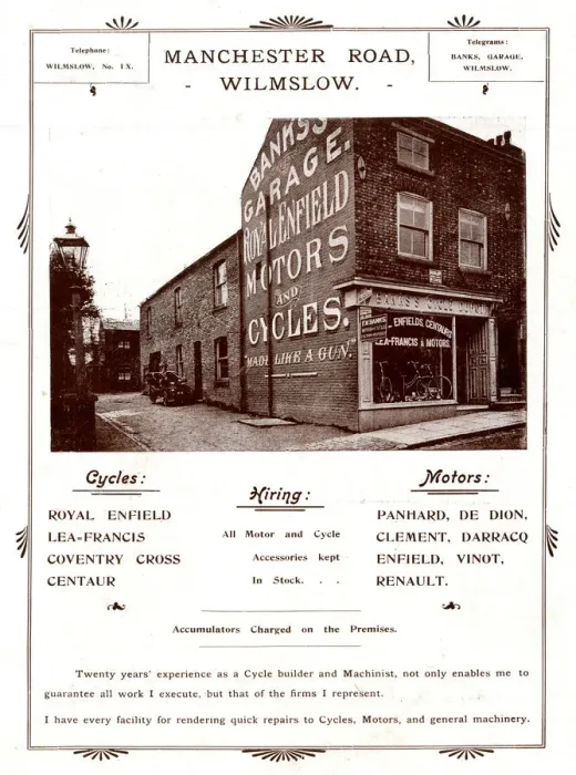 Framed Print : Advert, Bankss Motor Car and Cycle Garage, Wilmslow Advert Framed Print : Advert, Bankss Motor Car and Cycle Garage, Wilmslow Advert