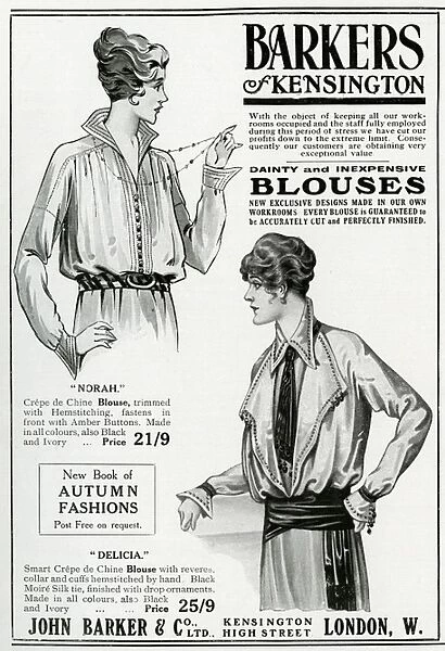 Advert for Barkers blouses 1914