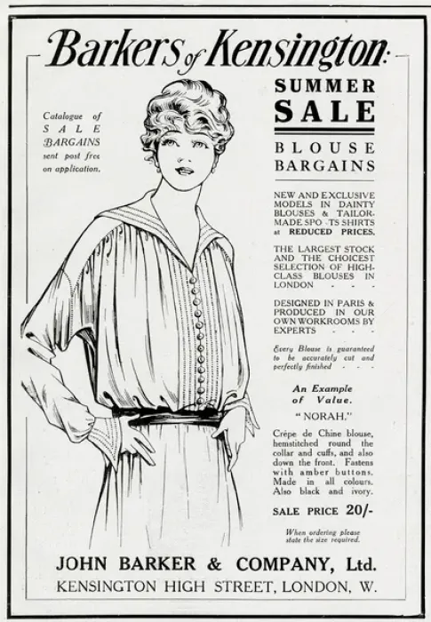 Framed Print : Advert for Barkers of Kensington blouses 1914 Framed Print : Advert for Barkers of Kensington blouses 1914