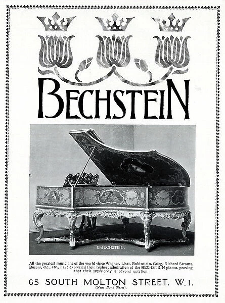 Advert, Bechstein Pianos, South Molton Street, London
