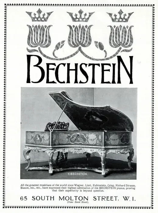 Framed Print : Advert, Bechstein Pianos, South Molton Street, London Framed Print : Advert, Bechstein Pianos, South Molton Street, London
