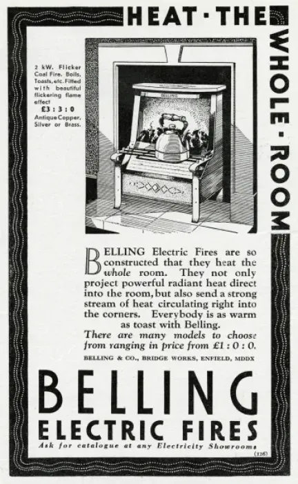 Framed Print : Advert for Belling eletctric fires Framed Print : Advert for Belling eletctric fires