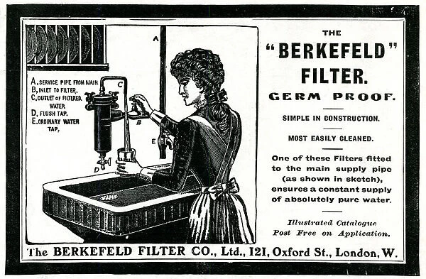 Advert for Berkefeld Filter, germ proof water 1910