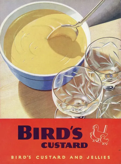 Framed Print : Advertisement for Bird's Custard on the back cover of Britannia & Eve magazine, May 1945. Date: 1945 Framed Print : Advertisement for Bird's Custard on the back cover of Britannia & Eve magazine, May 1945. Date: 1945