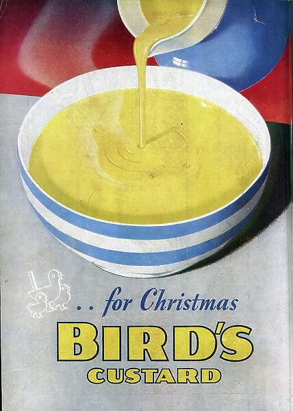 Advert for Bird's Custard, showing a serving suggestion. Date: 1943