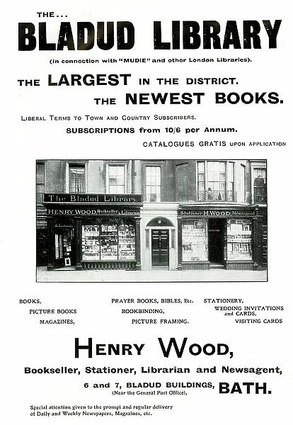 Advert for The Bladud Library, Bath