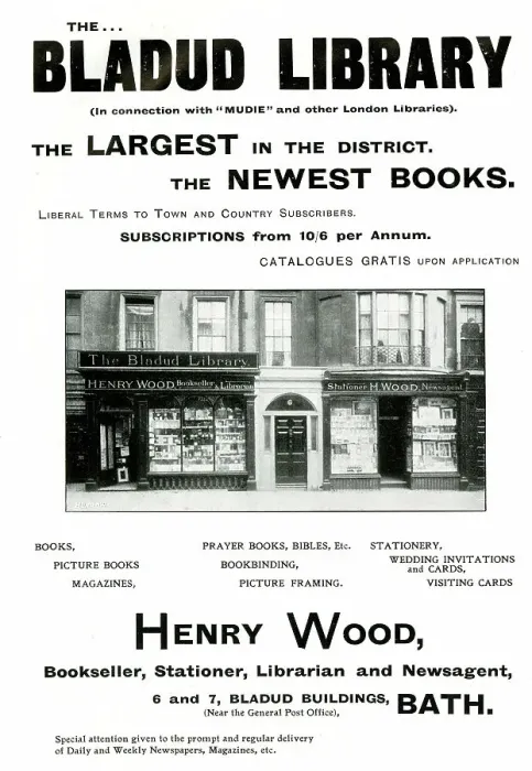 Framed Print : Advert for The Bladud Library, Bath Framed Print : Advert for The Bladud Library, Bath