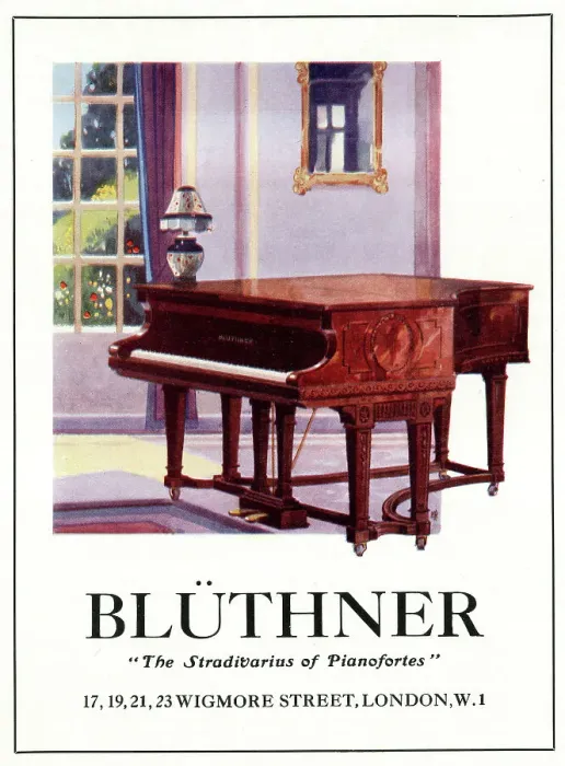 Framed Print : Advert, Bluthner Pianos, Wigmore Street, London Framed Print : Advert, Bluthner Pianos, Wigmore Street, London