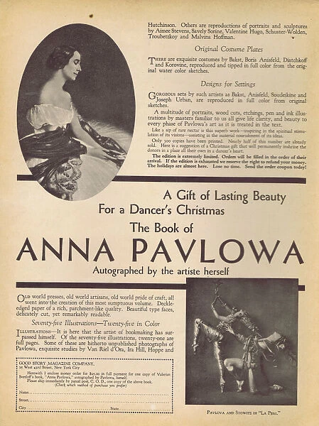Advert for The Book of Anna Pavlova, 1930