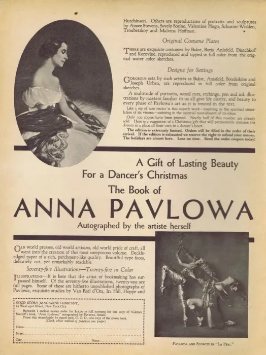 Framed Print : Advert for The Book of Anna Pavlova, 1930 Framed Print : Advert for The Book of Anna Pavlova, 1930