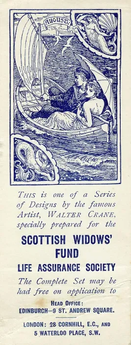 Framed Print : Advertising bookmark, August, designed by Walter Crane Framed Print : Advertising bookmark, August, designed by Walter Crane