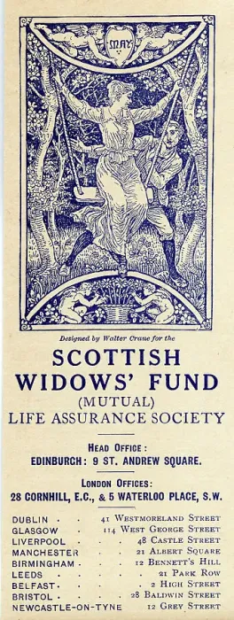 Framed Print : Advertising bookmark, May, designed by Walter Crane Framed Print : Advertising bookmark, May, designed by Walter Crane
