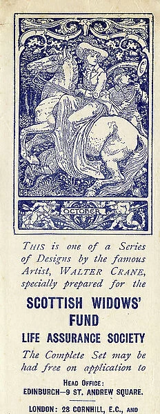 Advertising bookmark, October, designed by Walter Crane