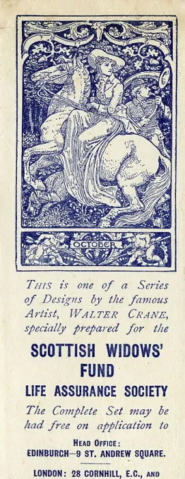 Framed Print : Advertising bookmark, October, designed by Walter Crane Framed Print : Advertising bookmark, October, designed by Walter Crane