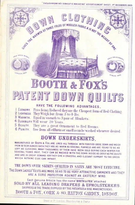 Framed Print : Advertisement, Booth & Foxs Patent Down Quilts Framed Print : Advertisement, Booth & Foxs Patent Down Quilts