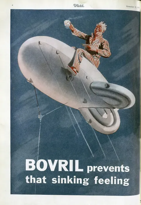 Framed Print : Advertisement for Bovril, barrage balloon Framed Print : Advertisement for Bovril, barrage balloon