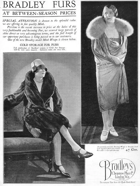 Advert for Bradley Furs, London, 1926