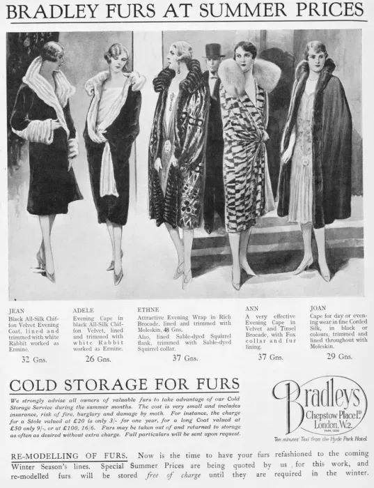 Framed Print : Advert for Bradleys fur coats, London, 1926 Framed Print : Advert for Bradleys fur coats, London, 1926