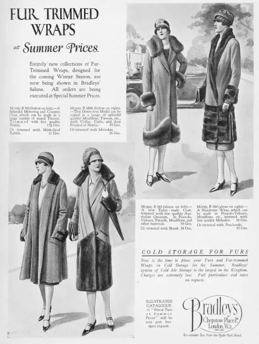 Framed Print : Advert for Bradleys fur coats, London, 1926 Framed Print : Advert for Bradleys fur coats, London, 1926