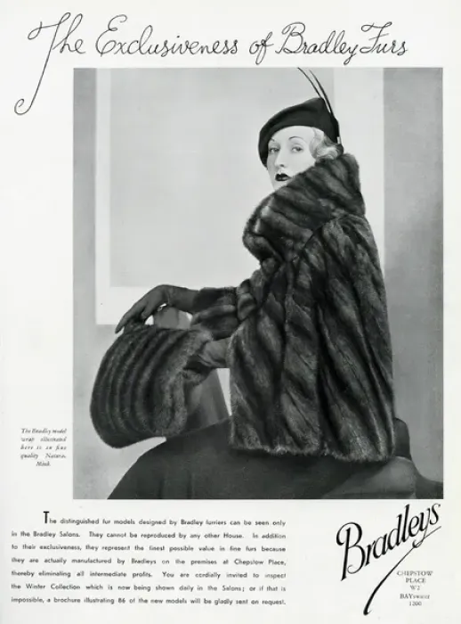 Framed Print : Advert for Bradleys quality mink 1934 Framed Print : Advert for Bradleys quality mink 1934