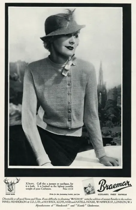 Framed Print : Advert for Braemar Scotlands finest knitwear 1935 Framed Print : Advert for Braemar Scotlands finest knitwear 1935