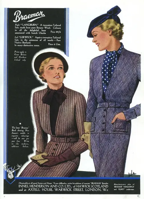 Framed Print : Advertisement for Braemar Wool Suits 1936 Framed Print : Advertisement for Braemar Wool Suits 1936
