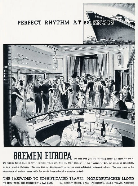 Advert for Bremen & Europa German ocean liners 1937