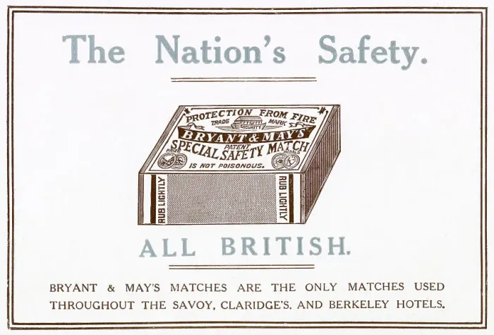 Framed Print : Advertisement for a British company Bryant & May's, special safety matches. Date: 1914 Framed Print : Advertisement for a British company Bryant & May's, special safety matches. Date: 1914