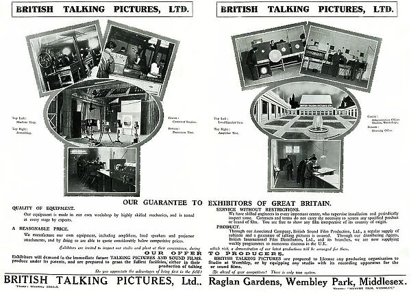 Advert, British Talking Pictures Ltd, Wembley, North London