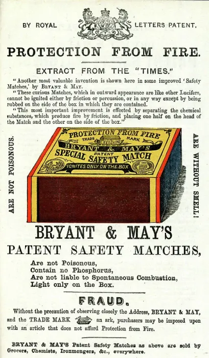 Framed Print : Advert, Bryant & May's Patent Safety Matches Framed Print : Advert, Bryant & May's Patent Safety Matches