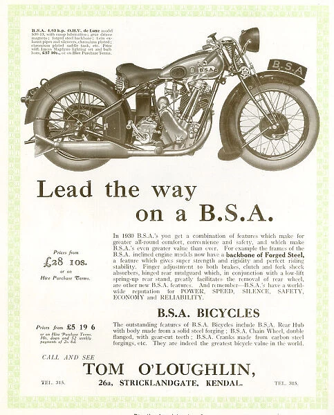 Advert, BSA Motor Cycle