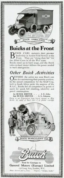 Framed Print : Advert for Buick, Red Cross ambulances 1916 Framed Print : Advert for Buick, Red Cross ambulances 1916