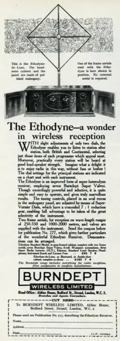 Framed Print : Advert for Burndept - Ethodyne wireless 1925 Framed Print : Advert for Burndept - Ethodyne wireless 1925