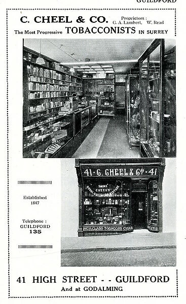 Advert for C Cheel & Co, Tobacconists, Guildford, Surrey