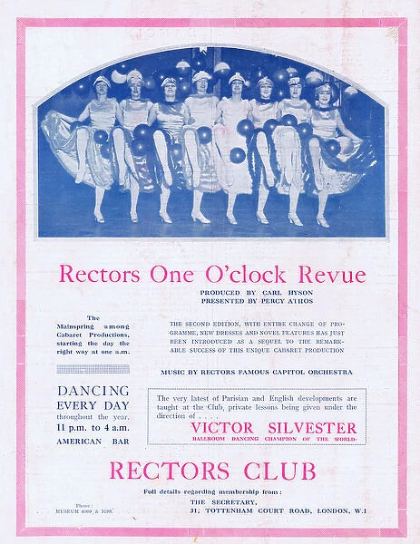 Advert for the cabaret show Rectors One O Clock Revue