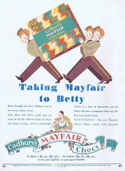Advert for Cadburys Mayfair Chocolates, 1927
