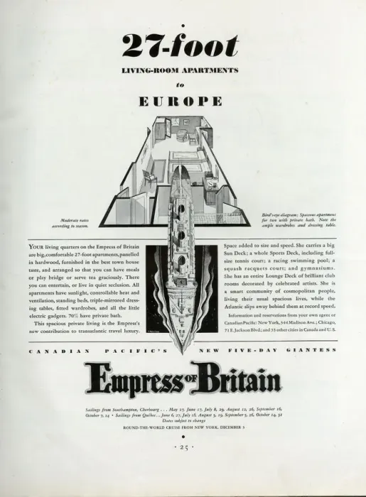 Framed Print : Advert, Canadian Pacific, Empress of Britain sailings Framed Print : Advert, Canadian Pacific, Empress of Britain sailings