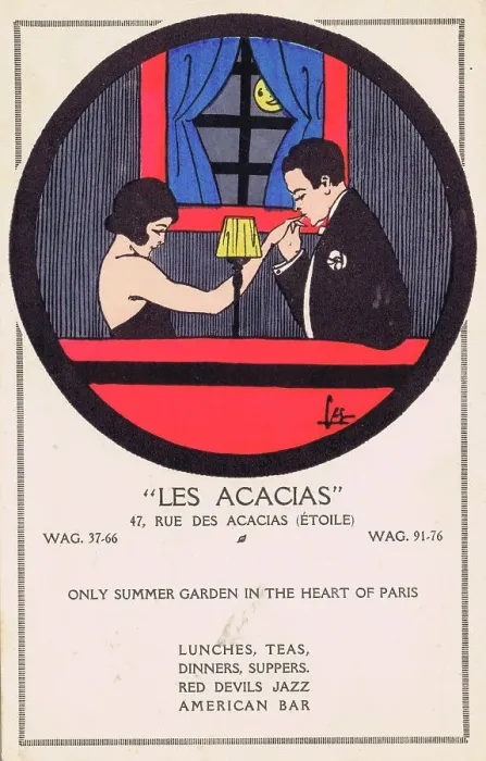 Framed Print : Advertising card for the Acacias night-club Framed Print : Advertising card for the Acacias night-club