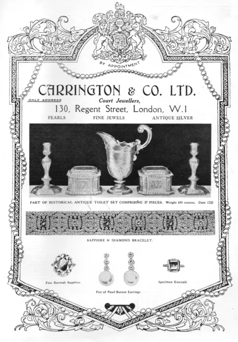 Framed Print : Advert for Carrington & Co Ltd, Court Jewellers, London, 192 Framed Print : Advert for Carrington & Co Ltd, Court Jewellers, London, 192