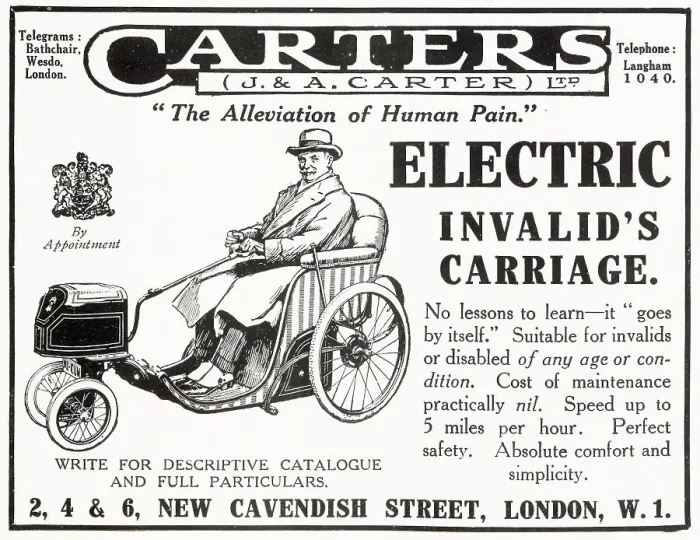 Framed Print : Advert for Carters Electric Invalid Chair 1922 Framed Print : Advert for Carters Electric Invalid Chair 1922