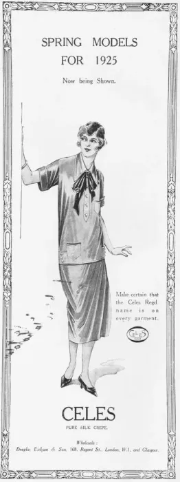 Framed Print : Advert for Celes pure silk Spring Models for 1925 Framed Print : Advert for Celes pure silk Spring Models for 1925