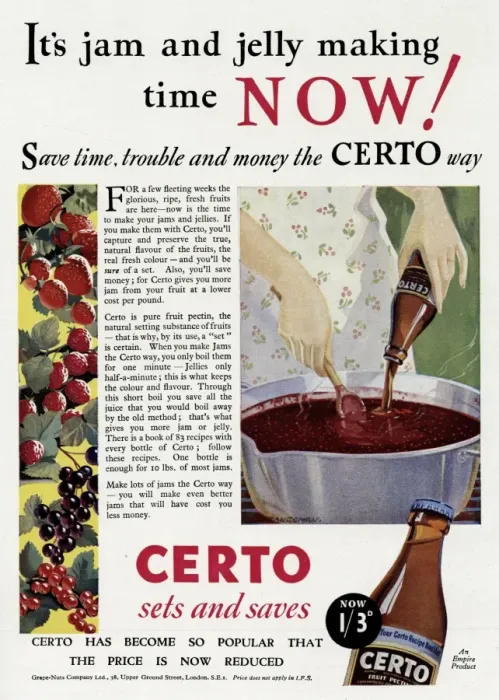 Framed Print : Advert for Certo for making home made Jam Framed Print : Advert for Certo for making home made Jam