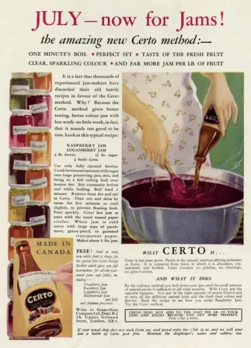 Framed Print : Advert for Certo for making home made Jam Framed Print : Advert for Certo for making home made Jam