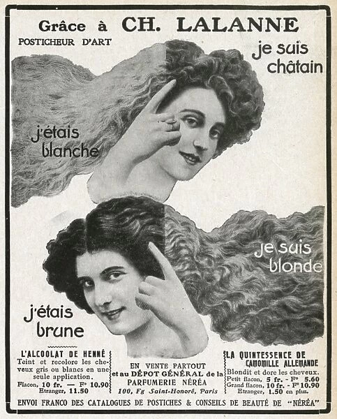 Advert for Ch. Lalanne hair dye 1910